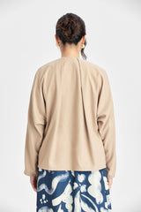 Top mit plissiertem V-Ausschnitt