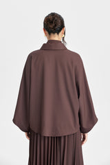 Rosenholzfarbenes Schaloberteil + Faltenrock mit japanischem Obi