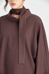 Rosenholzfarbenes Schaloberteil + Faltenrock mit japanischem Obi