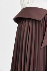Rosenholzfarbenes Schaloberteil + Faltenrock mit japanischem Obi