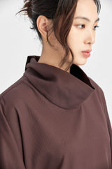 Rosenholzfarbenes Schaloberteil + Faltenrock mit japanischem Obi