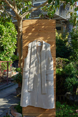 Lange Weste mit quadratischem Kragen aus japanischer Wolle