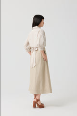 Beige Architectural Wrap Tie Blouse