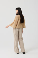Beige Sculpted Wide-Sleeve Jacket