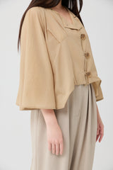 Beige Sculpted Wide-Sleeve Jacket