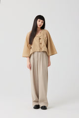 Beige Sculpted Wide-Sleeve Jacket