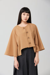 Caramel Sculpted Wide-Sleeve Jacket