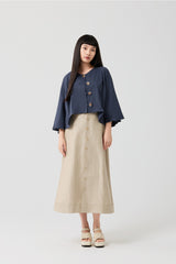 Cotton-Linen Urban Line Maxi Skirt