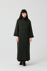 Forest Green Textured Quilted Maxi Coat