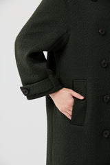 Forest Green Textured Quilted Maxi Coat
