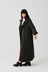 Forest Green Textured Quilted Maxi Coat