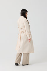 White Double-Layer Collar Trench Coat