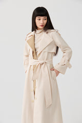 White Double-Layer Collar Trench Coat