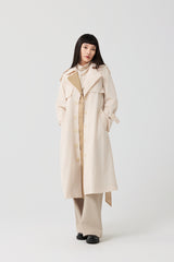 White Double-Layer Collar Trench Coat