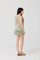Matcha Seersucker High-Waist Shorts