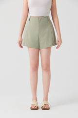 Matcha Seersucker High-Waist Shorts