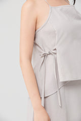 Moonlight Grey Seersucker Tie-Side Cami Top