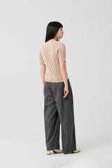 Beige Slim-fit Pineapple leaves fiber knit top