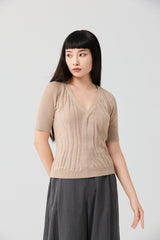 Beige Slim-fit Pineapple leaves fiber knit top
