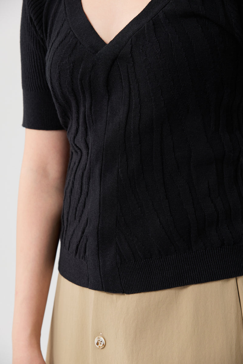 Beige Slim-fit Pineapple leaves fiber knit top