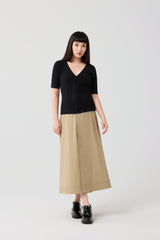 Black Slim-fit Pineapple leaves fiber knit top