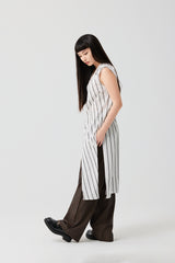 Striped Wrap Front Long Cotton Top