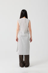 Striped Wrap Front Long Cotton Top