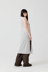 Striped Wrap Front Long Cotton Top