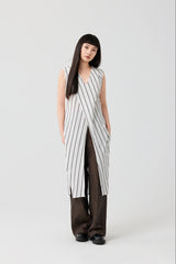Striped Wrap Front Long Cotton Top