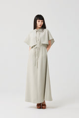 TENCEL™ Layered Cape High-Neck Maxi Dress
