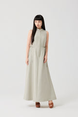 TENCEL™ Layered Cape High-Neck Maxi Dress