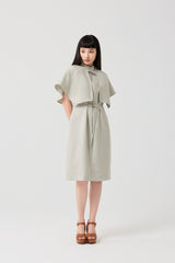 TENCEL™ Layered Shawl Mock-Neck Short Dress