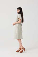 TENCEL™ Layered Shawl Mock-Neck Short Dress