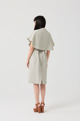 TENCEL™ Layered Shawl Mock-Neck Short Dress
