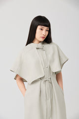 TENCEL™ Layered Shawl Mock-Neck Short Dress