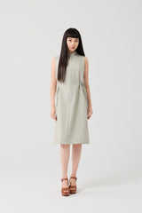 TENCEL™ Layered Shawl Mock-Neck Short Dress