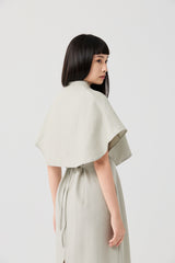 TENCEL™ Layered Shawl Mock-Neck Short Dress
