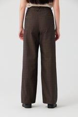 Textured High-Waist Straight-Leg Cotton Trousers