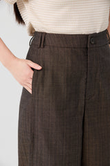 Textured High-Waist Straight-Leg Cotton Trousers