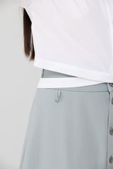 White Architectural Wrap Tie Blouse