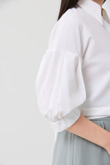 White Architectural Wrap Tie Blouse
