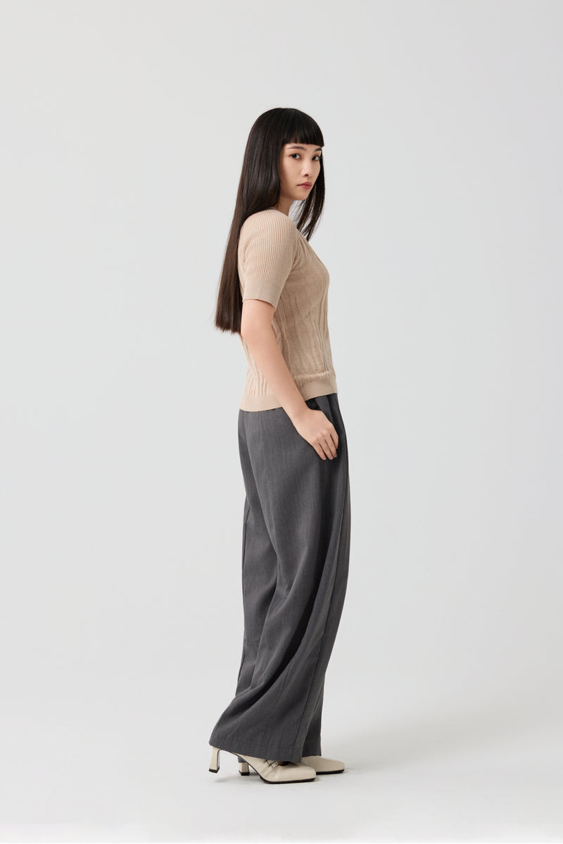 Slim-fit Pineapple leaves fiber knit top