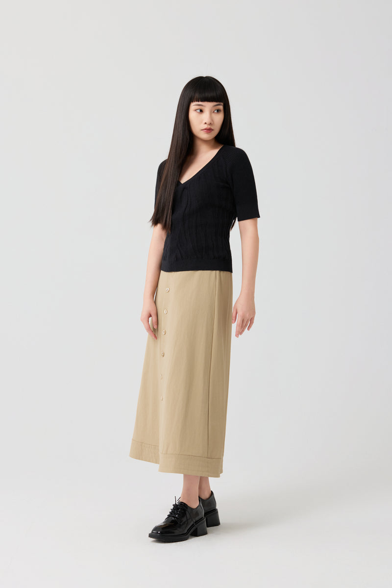 Slim-fit Pineapple leaves fiber knit top