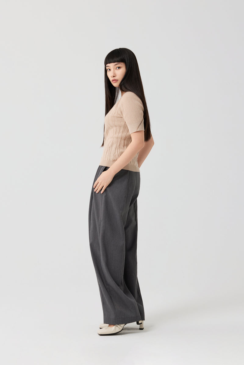 Slim-fit Pineapple leaves fiber knit top