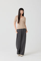 Slim-fit Pineapple leaves fiber knit top