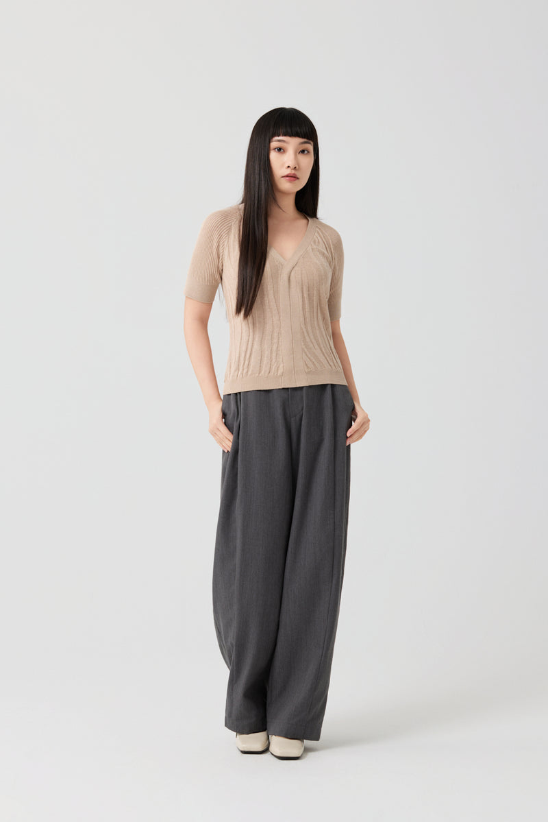 Slim-fit Pineapple leaves fiber knit top