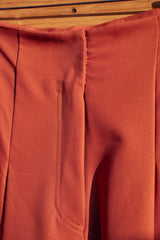 Brick red super high waisted wide trouser skirt