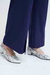 Marineblaue Hose mit hohem Taillenschlitz