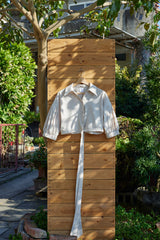 Almond Weißes Hemd mit fallenden Schultern und Puffärmeln