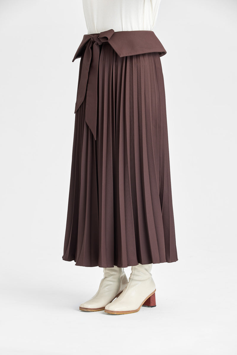 Rosewood Pleated skirt with Japanese Obi